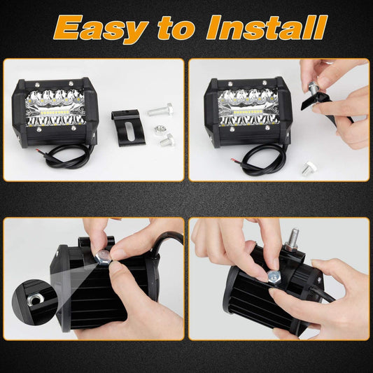 EKLAMP LED work light 12V, 60W Offroad work light, LED work light, Waterproof IP67 work light lamp, Light bulb, ATV (2 Pcs) (4 Inch)