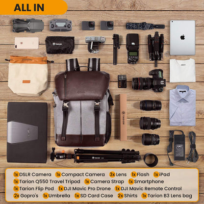 TARION camera backpack waterproof DSLR camera bag Certified protection class: IPX5 Waterproof camera backpack with rain cover for women and men.