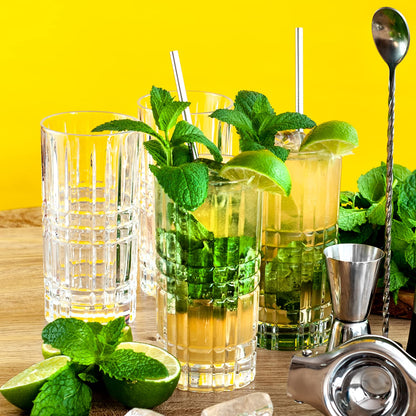 Mojito Glass Set Cocktail Gift Set, Gift Cocktails Glass 4 Piece Set Accessories Lemon Squeezer, 4 Stainless Steel Straws Measuring Cup Spoon Gift Box, Gifts for Women Men