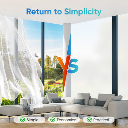 Funfox Window Film Opaque Self-Adhesive, Static Frosted Glass Film with UV Protection, Privacy Film White Matte for Bathroom Office Bedroom, Easy to Remove Without Glue, 88x200cm