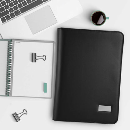 ONVAYA® conference folder A4 | black | document folder | business folder | writing pad with notepad | durable faux leather | document holder