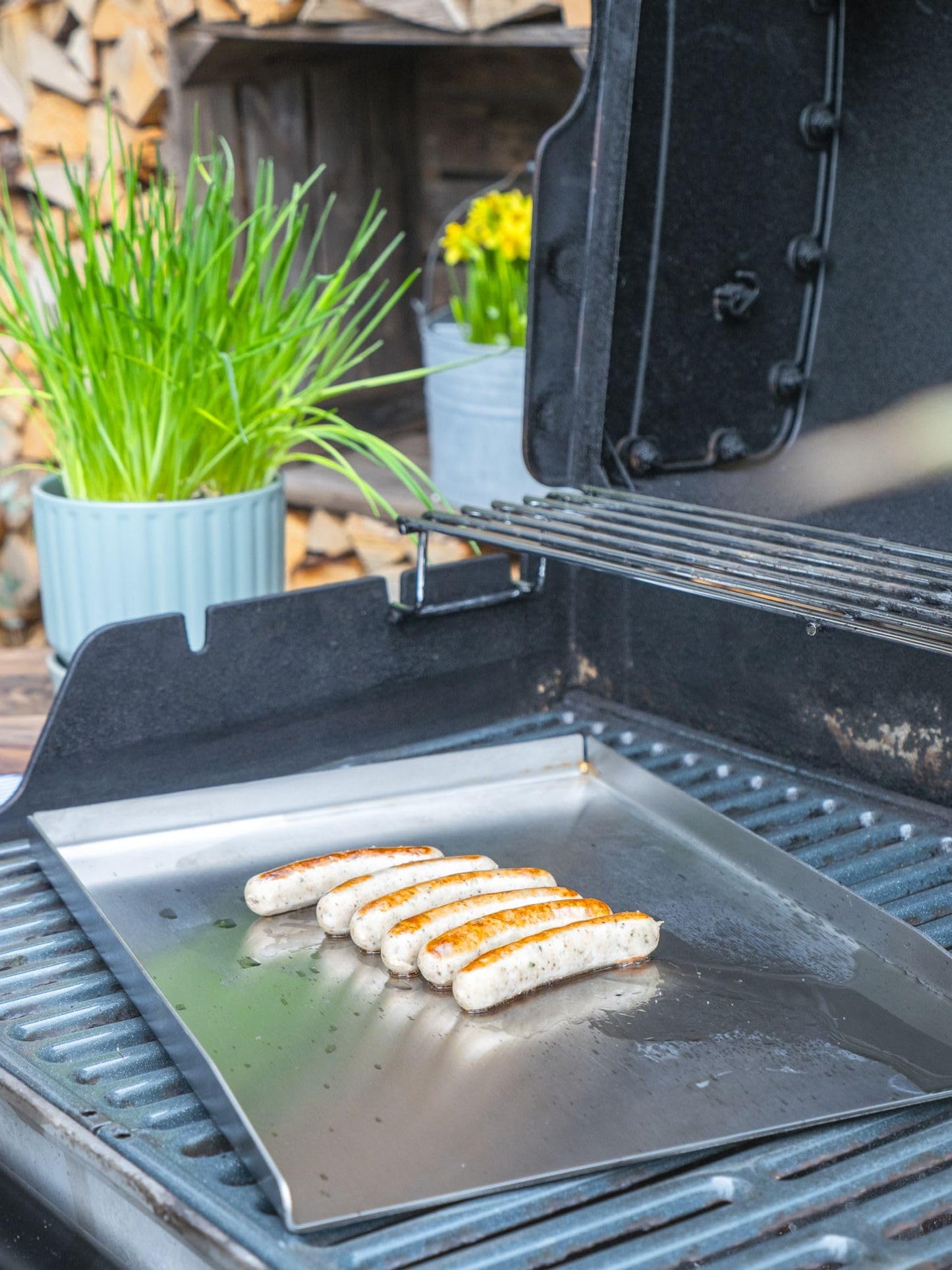 Steuber Plancha Plate 36 x 26 cm Stainless steel grill plate with edge, Teppanyaki grill plate for burgers, induction stove & charcoal grill.