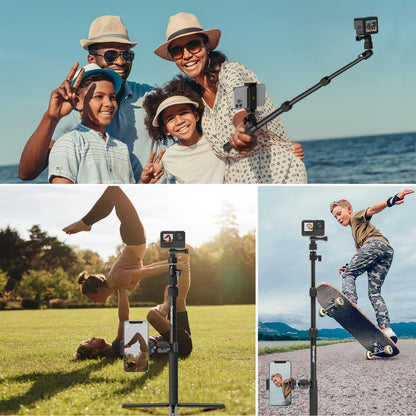 Smatree DS11S telescopic pole made of aluminum alloy, selfie stick, compatible with GoPro Hero 13/12/11/10/9/8/7/6/5/4/3/2/1, DJI Osmo, and other action cameras with 1/4" thread (15.8"-40.5")