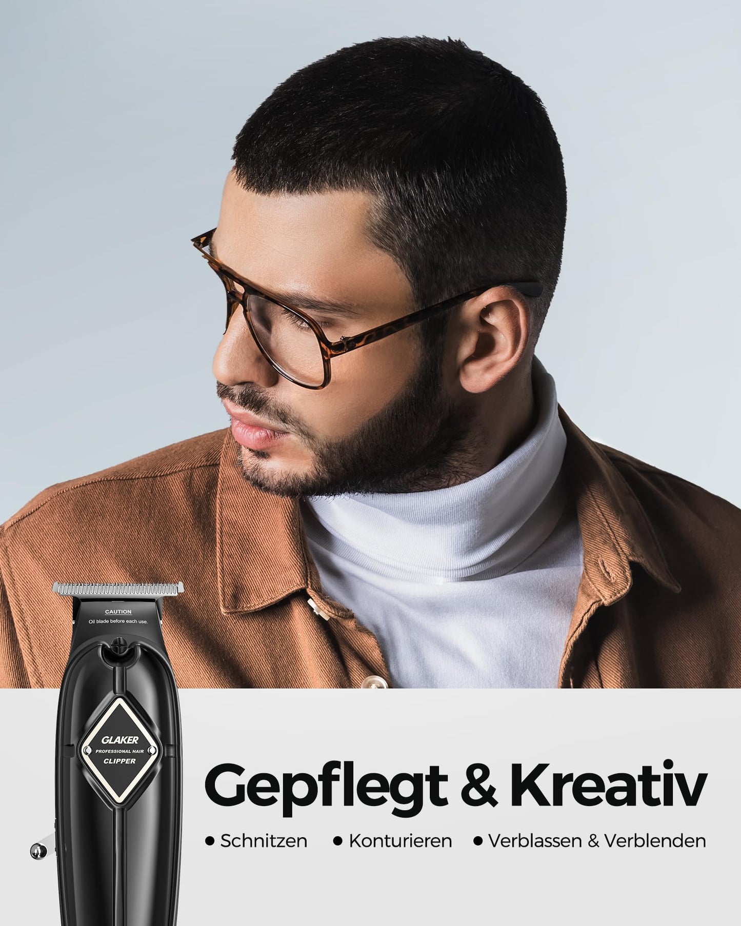 GLAKER hair clipper for men + hair clipper kit, cordless barber professional hair clipper hair cutting set beard trimmer for men women children, fading clippers with 13 guards.