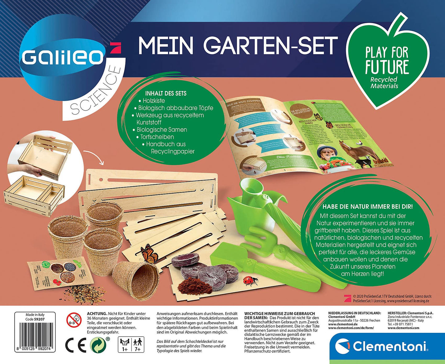 Clementoni Galileo Play for Future - My Garden Set, plant fan experiment kit, home science, botany & biology for kids 7+. 59207