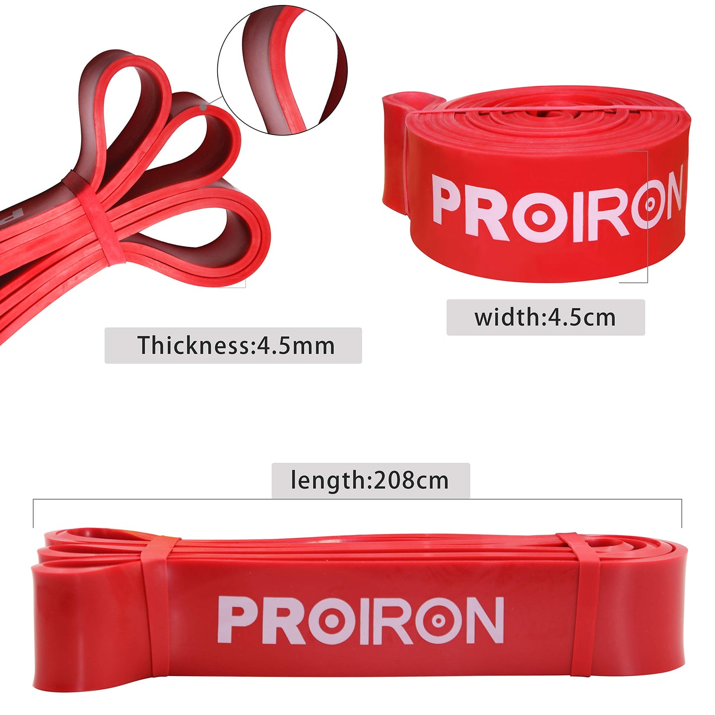 PROIRON Resistance Bands, Set for strength training, Pull Up Fitness bands, bands for strength training for Fitness/Sport/Muscle building/Pull-up/Yoga/Crossfit - A 3-piece set (Yellow+Purple+Red)