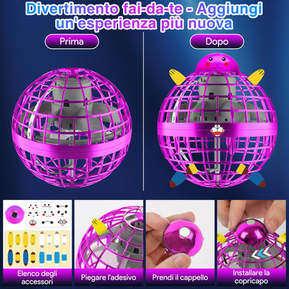 ANOEPUY Flying Ball, Orbi Ball with RGB Light, Kids Flying Ball, Fly Spinning Ball, Decompression Plane Gifts for Kids (Purple)