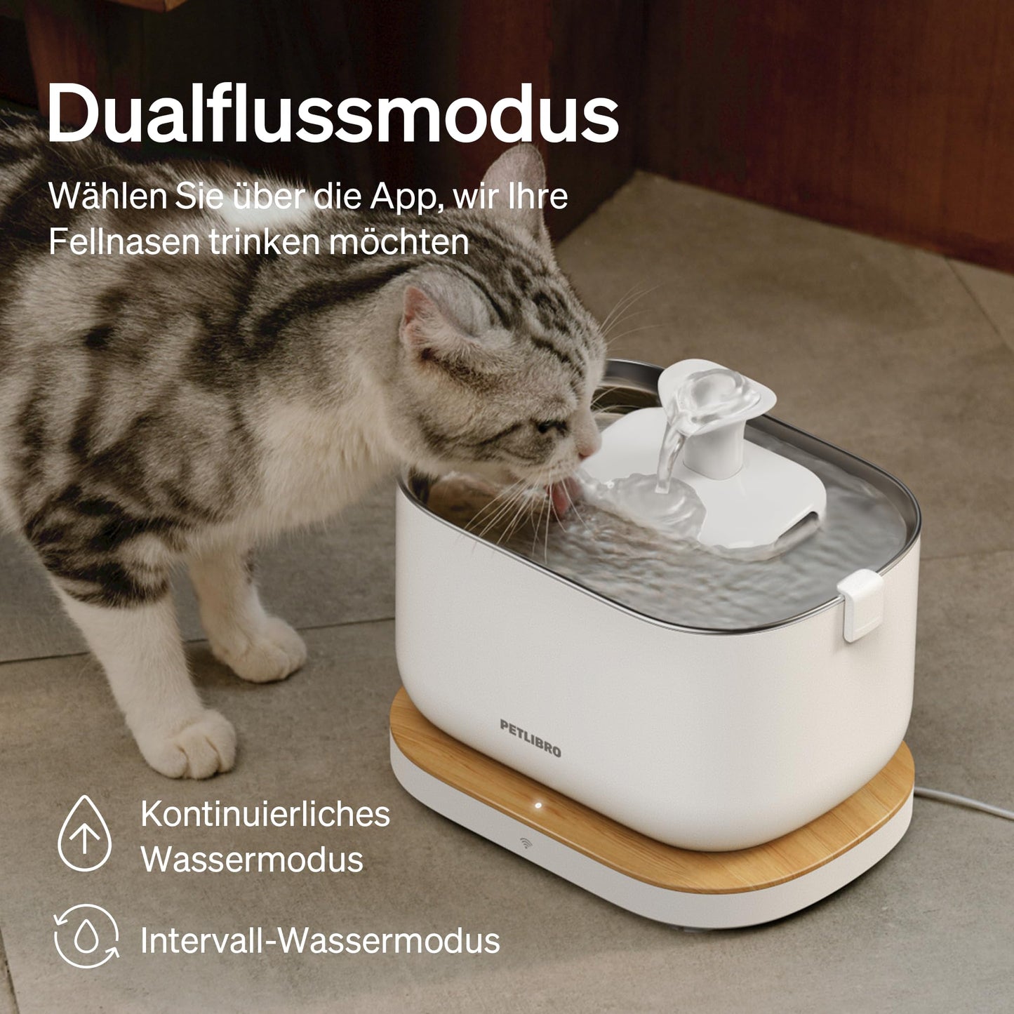 PETLIBRO Cat Fountain App Monitoring Drinking Fountain for Cat, Dockstream Automatic Cat Drinking Fountain 2.5L, Intelligent Control System, 2.4GHz Wi-Fi Connection, Easy Cleaning, Ultra Quiet