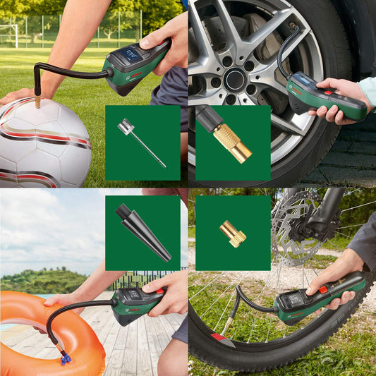 Bosch electric bike pump/air pump/mini compressor EasyPump (3.0 Ah battery, 3.6 volts, auto-stop function, 150 PSI, 10.3 bar, LED, rechargeable via USB-C®, in box)