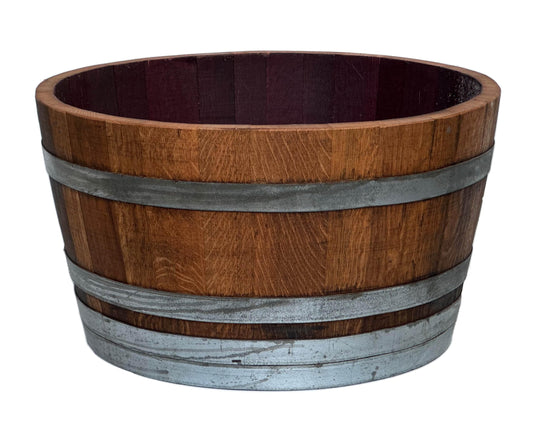 Wooden barrel used as a plant pot, wine barrel halved and oiled (70 cm diameter) (without accessories)