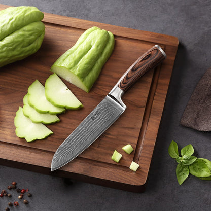 Wakoli EDIB 6-piece damascus knife set I Sharp kitchen knife set made of 67 layers of damascus steel with VG10 core & pakka wood handle I Chef's knife set in gift box I precise cutting & long-lasting sharpness