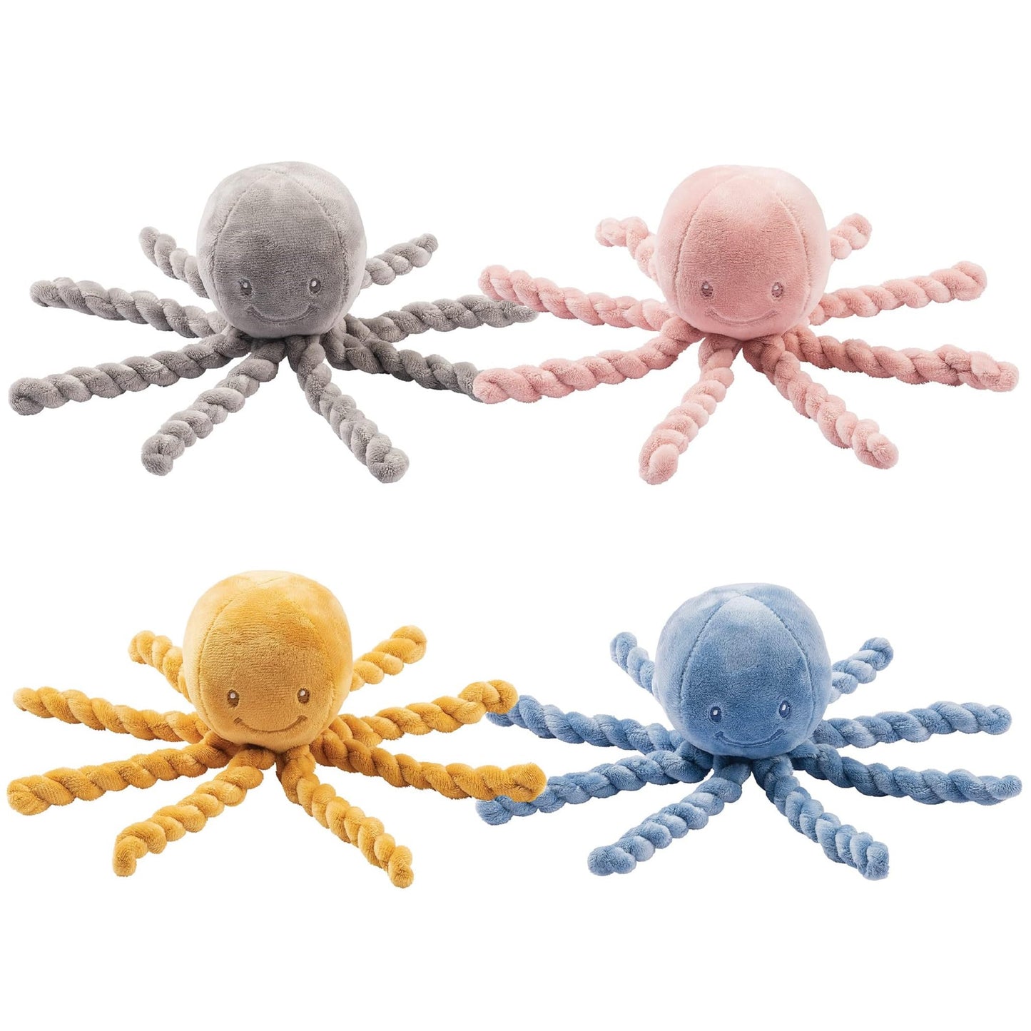 Nattou NATLAP877565 Octopus Plush Toy, For Newborns and Preemies, 23 cm, Lapidou, Blue