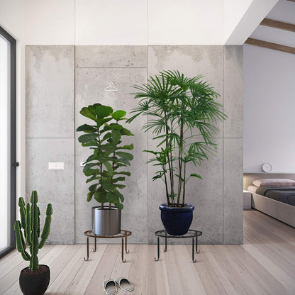 Lewondr Plant Stand, 3 Pack Retro Style Vine Pattern Flower Pot Stands Wrought Iron Flower Pot Holder, Round Decorative Flower Stool Pot Stand for Indoor and Outdoor Areas - Black