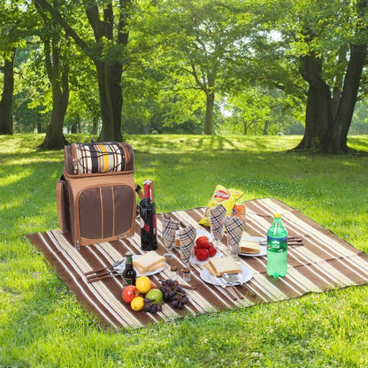 Hap Tim 4 Person Picnic Backpack Set with Insulated Leakproof Cooler Bag, Wine Holder, Fleece Blanket, Cutlery Set, Camping, Family, and Lover Gifts (EU-36079)