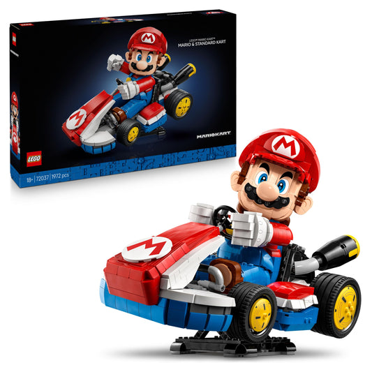LEGO Super Mario: Mario Kart: Mario & Standard Kart - Nintendo figurine and buildable car for gaming fans - Collectible for adult gamers and video game fans 72037