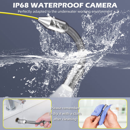 20M pipe inspection camera with DVR, endoscope pipe camera with light waterproof IP68 professional sewer drain video inspection camera with 7" LCD monitor 1000TVL CCD borescope camera