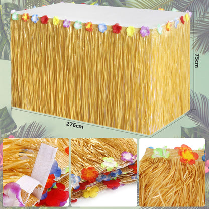 Frasheng 159 Piece Hawaii Party Decoration Set, Hawaii Luau Table Skirts, Hawaiian Party, Hawaii Decor, Hawaii Lei Flower Cake Toppers Paper Straws and 3D Fruit for Summer Party Decoration.