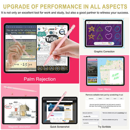 Pencil 1st Gen 4-20 Min Fast Charge (USB-C), Magnetic Stylus for iPad with Palm Rejection & Tilt Sensitivity, 2024 Pencil Stylus Pen for iPad 6-10, Air 3-5, Mini 5-6, Pro 11/12"