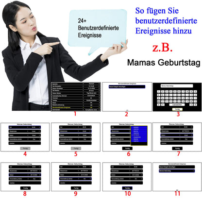 SINOIDEAS Digital Alarm Clock, Digital Calendar, Dementia Clock for Seniors with Customized Reminders (Black, 8 inch)