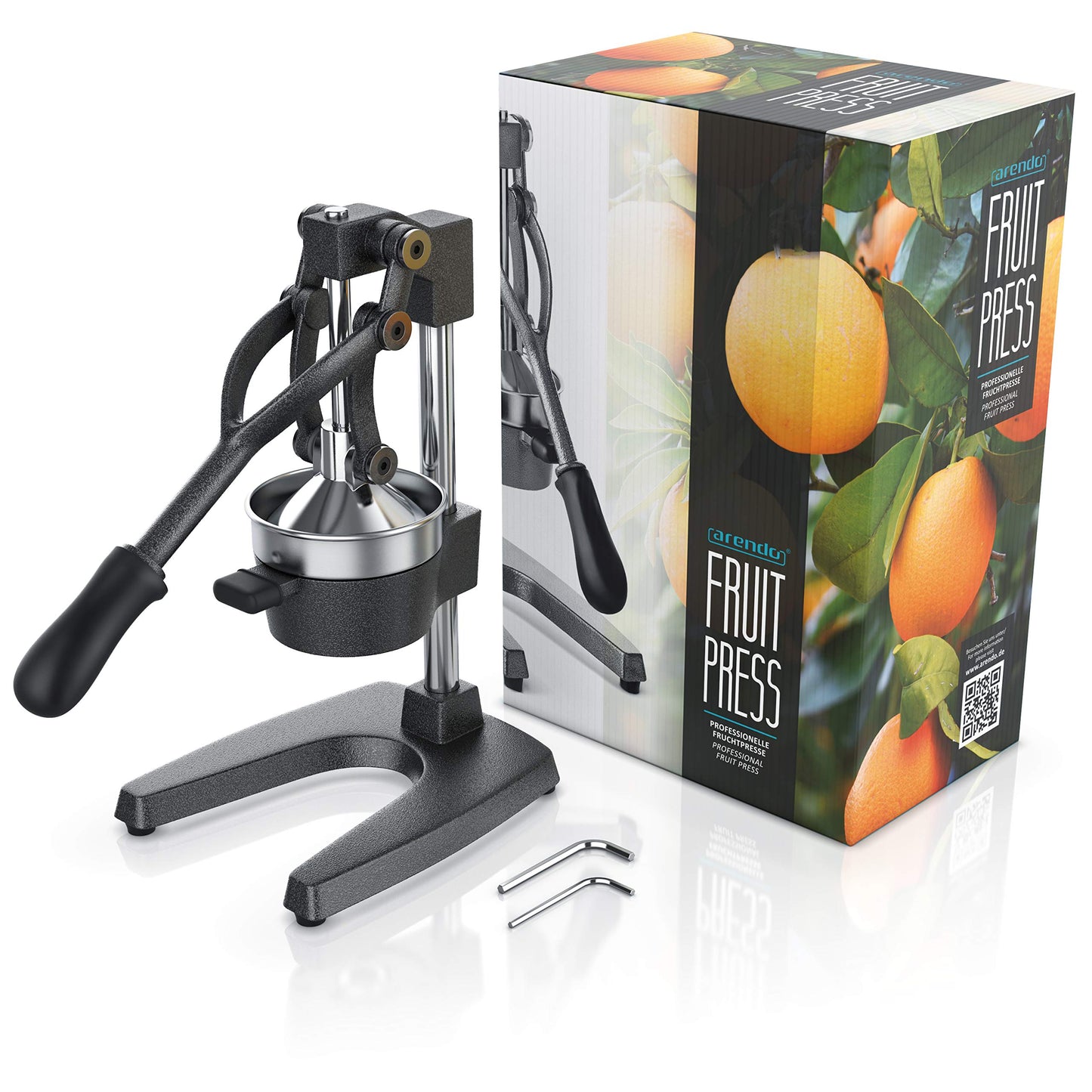 Arendo - Juice Press - Manual Juicer Stainless Steel - Mechanical Juicer - Orange Press Citrus Press Manual with Lever - for Oranges Grapefruits Citrus Fruits - solid construction