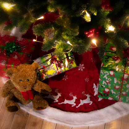 COM-FOUR® Premium Christmas Tree Skirt to Protect Against Pine Needles - Round Tree Skirt for the Christmas Tree - Base with Christmas Motif for Gifts and Decoration