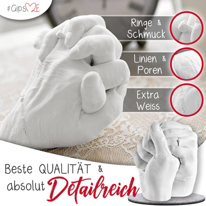 PlasterME - THE ORIGINAL - 3D Handprint Kit for Couples - Plaster Hand Impressions - Partner and Couples Gifts for Women and Men for Valentine's Day, Anniversary, Anniversary Gift for Her and Him
