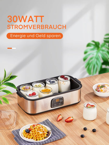 Yogurt maker, Greek yogurt machine with 8 jars/lids, One-touch display: Perfect for organic, sweetened, flavored, plain, or sugar-free options for babies, kids, and parfaits.