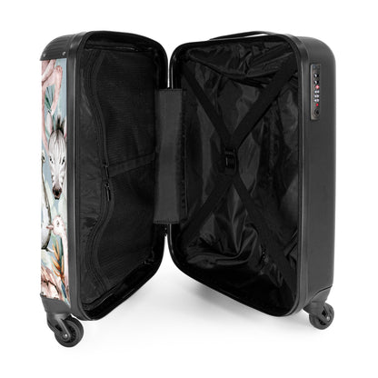 NoBoringSuitcases.com® Children's Suitcase Hardshell Small Roller Hand Luggage Gift - Watercolor - Animal Design - Small 55x40x20 Trolley Case
