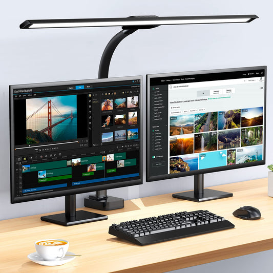 Kary LED desk lamp dimmable, 24W 80cm 1800 lumens super bright desk lamp for work, office, eye protection daylight lamp, touch control 5 color temperature & brightness levels, black