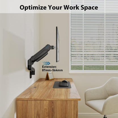 BONTEC 13-42 inch monitor wall mount with VESA Extension Kit for PC monitor & TV up to 9 kg, Fully Adjustable Gas Spring, Tilt & Swivel, Height Adjustable, max VESA 200x200 mm.