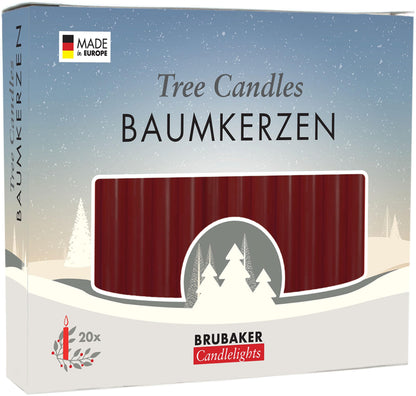 BRUBAKER 100 pack of tree candles wax - Christmas candles pyramid candles tree candles - Dark red