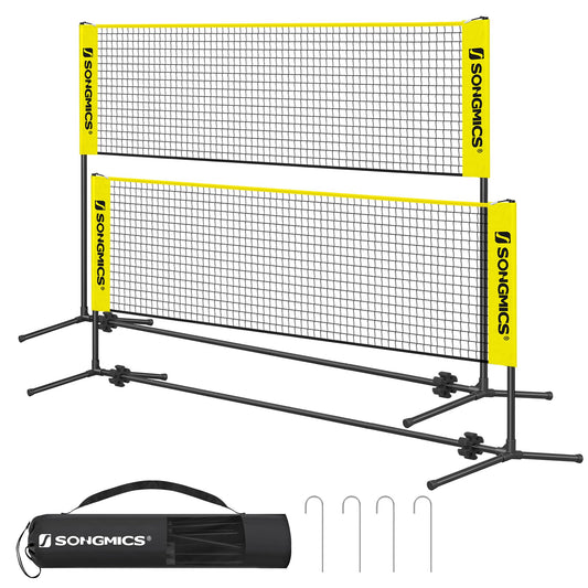 SONGMICS 3m Badminton Net, Volleyball Net, adjustable poles, portable set for tennis, beach volleyball, for garden, park, outdoor, Yellow SYQ300Y