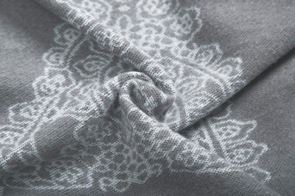 EXCHIC Women's Warm Open Front Knit Scarves and Wraps Floral Elegant Cardigans Poncho Cape Coat Jacket (Gray-91)