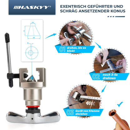 HASKYY Flaring Tool I 5-19MM I 1/8'-3/4' I Flaring Device Swivel Flaring Tool Air Conditioning R407c R410a with Pipe Cutter