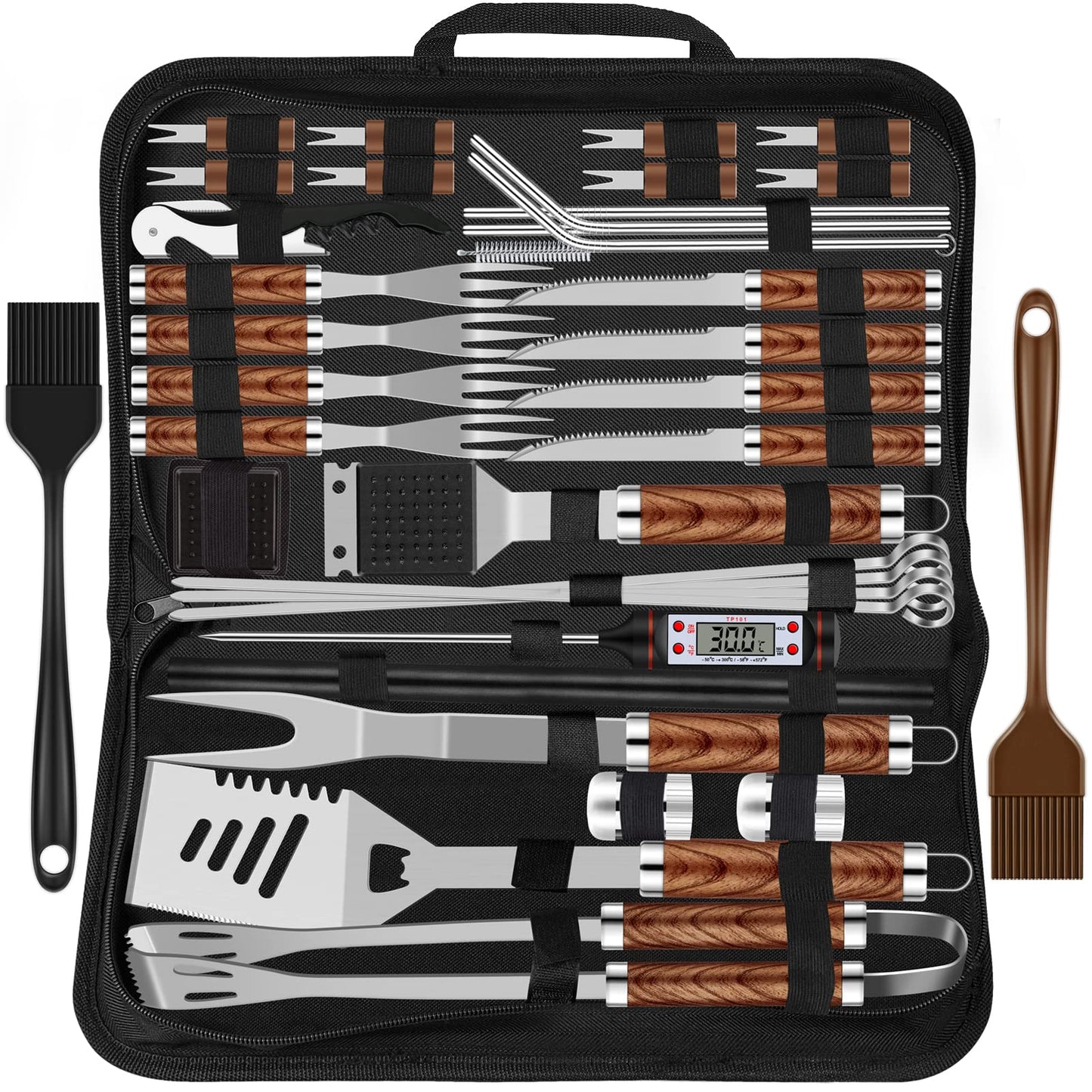 Grilliance 38 Piece BBQ Grill Tool Set Stainless Steel Grill Accessories for Men Gift Birthday High Quality Grill Utensils Set with Grill Case and Grill Mat for Garden and Camping