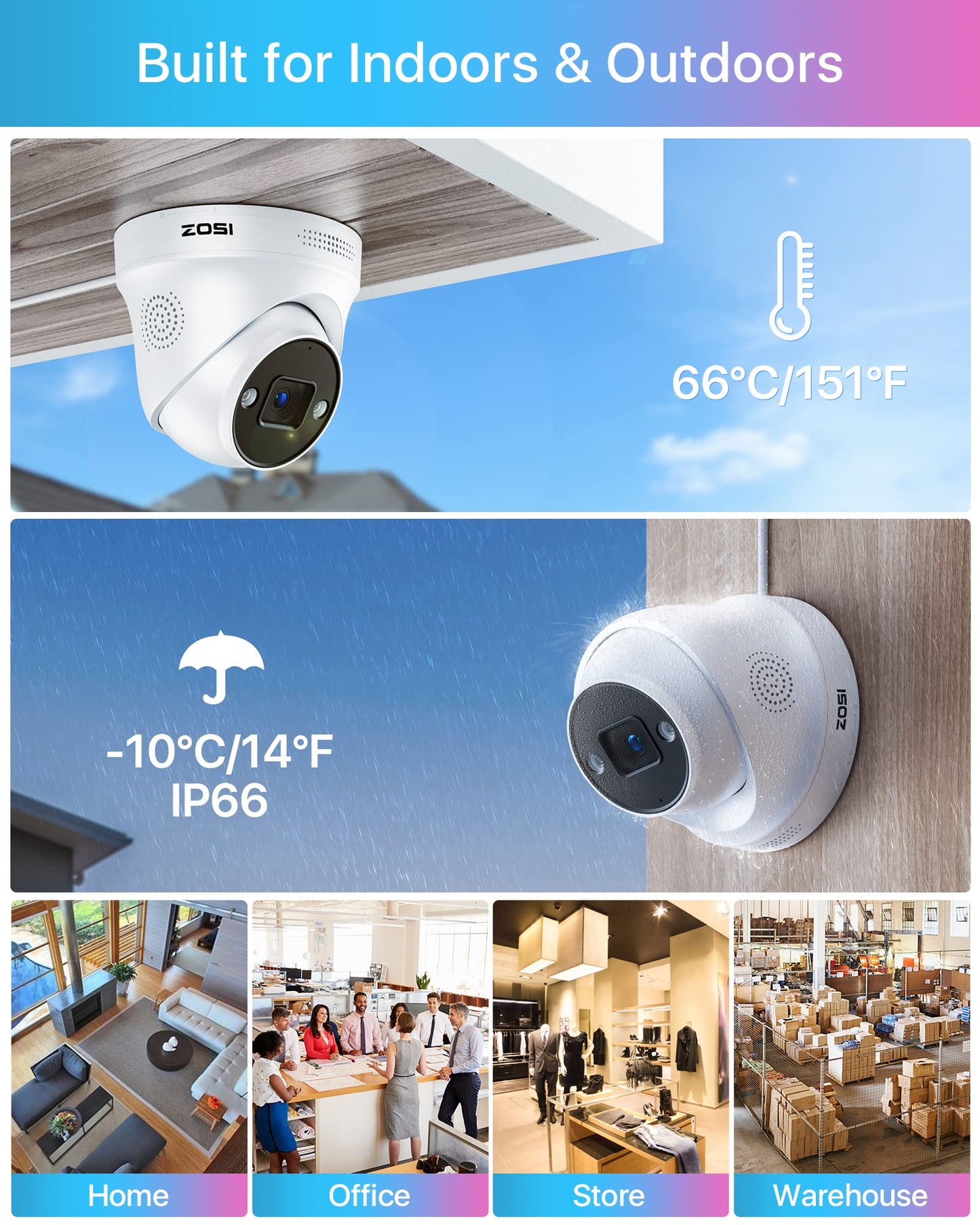 ZOSI 5MP Surveillance Camera Set, 8CH 4K 2TB HDD NVR with 4X 5MP PoE IP Camera Video Surveillance Set, Person and Vehicle Detection, Spotlight Alarm.