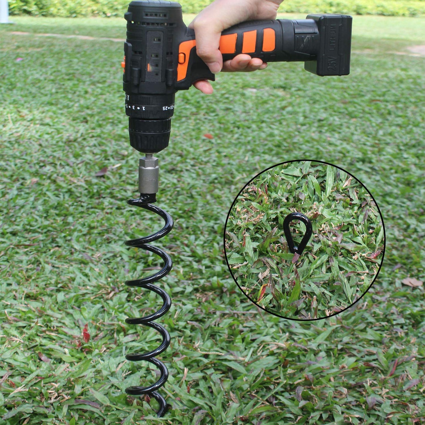 Jayzod 46cm Spiral Earth Ground High Performance Shed Anchor Kit. Ideal for dog tether post, securing animals, tents, awnings, sheds, carports, swing sets. 4 pack.