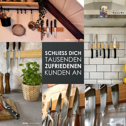 LARHN Bamboo Magnetic Knife Strip with Strong Magnet - 40 cm - Magnetic Knife Holder for Utensils and Tools - Knife Block without Knives