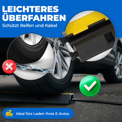 1-channel cable bridge with lid drivable stumble protection ramp bridge protector | 10 t load capacity | rubber