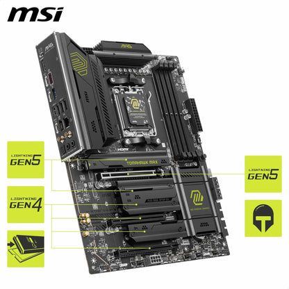 MSI MAG B850 Tomahawk MAX WiFi Motherboard, ATX - Supports AMD Ryzen 9000/8000/7000 processors, AM5-80A SPS VRM, DDR5 Memory Boost 8400+ MT/s (OC), PCIe 5.0 x16, M.2 Gen5, Wi-Fi 7, 5G LAN.