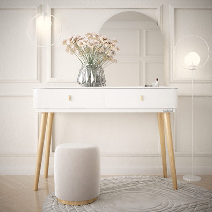 Sossai table legs made of solid beech wood with oil finish, Clif Round HMF2, 71 cm high, round, slanted design, for chairs, tables