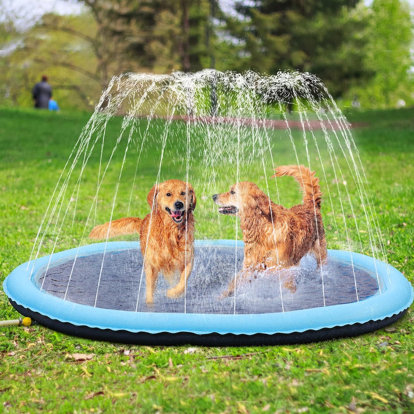Tosekry Water Toys Kids Outdoor Games, 170CM Water Sprinkler Kids Splash Pad, Garden Toy Kids Sprinkler and Dog Pool with Anti-Slip Function (blue-170cm)
