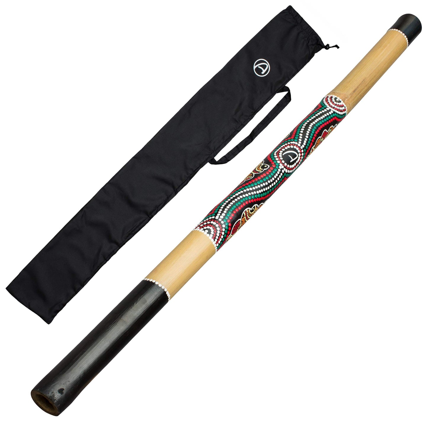 Australian Treasures - Beginner Didgeridoo - Hand-painted with Aboriginal motifs, includes nylon carrying case.