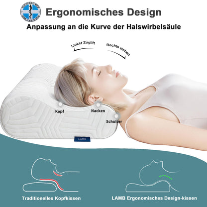 LAMB Adjustable Height Memory Foam Pillow Head Pillow, Neck Pillow Neck Support Pillow Ergonomic Pillow Anti-snoring Pillow with Removable Cover