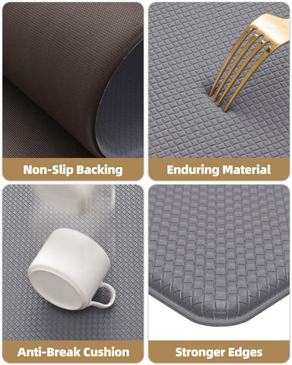 Color G 2 Pieces Kitchen Runner, Set PVC Kitchen Mat Washable Non-Slip, Rug Kitchen Waterproof and Oil Resistant, Kitchen Rug Heavy Duty for Kitchen, Hallway, Wet Bar (44x75+44x180cm, Grey)