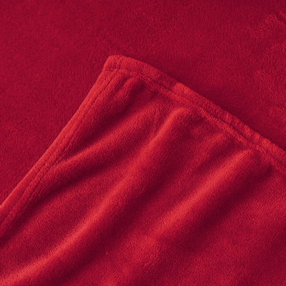 Aisbo cuddly blanket fluffy red throw - fleece blanket 220x240 cm XXL large warm couch throw, cuddly living room blanket soft as sofa throw blanket for winter bed.