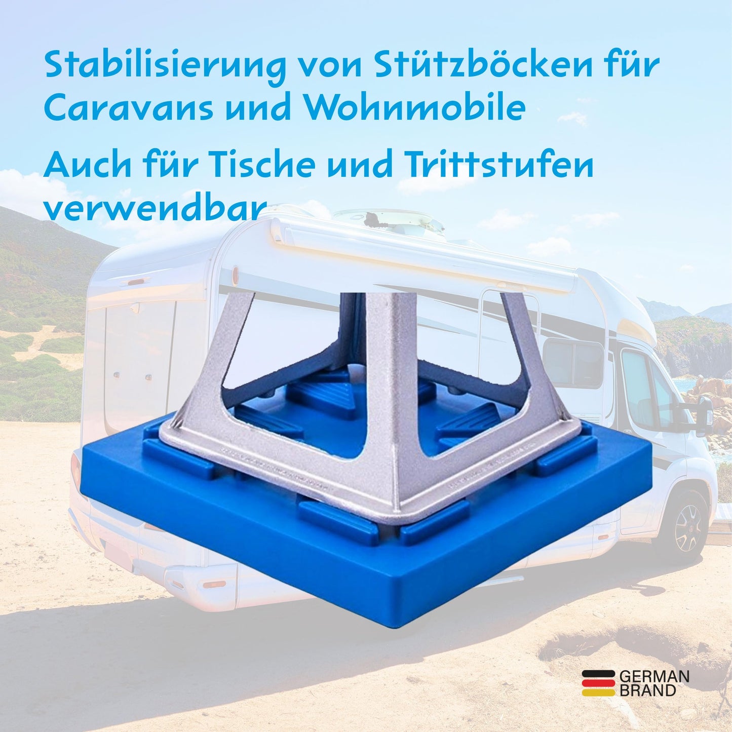 cartrend Caravan stackable base plates, pad plates, support plates, for camping support blocks and crank support, 4 pieces