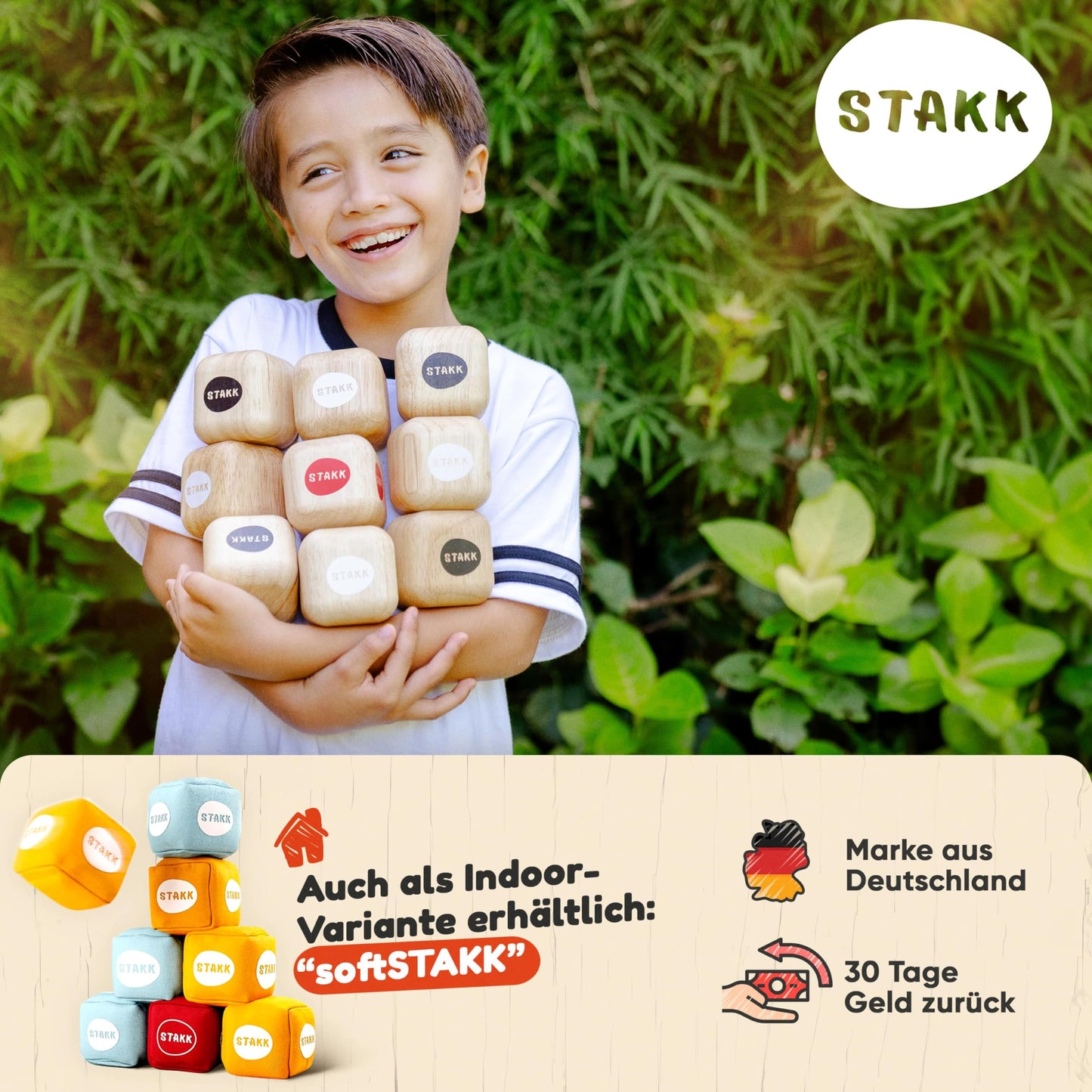 STAKK | The new outdoor throwing game for kids & adults | Bocce-boule with a modern twist | Exciting garden and beach game for young & old | Invented in Germany