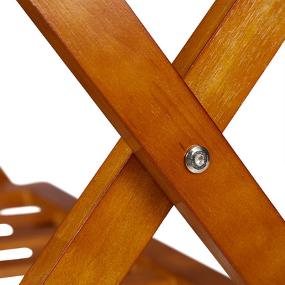 Relaxdays folding luggage rack, suitcase stool wood, H x W x D 54.5 x 66 x 44.5 cm, 2 shelves, suitcase storage hotel, natural 10029975_126