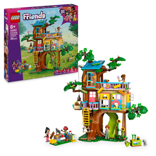 LEGO Friends Treehouse - building set with 2 animal figures, 4 minifigures, a garden, and toy food accessories - popular gift for girls and boys ages 8 and up - 42652
